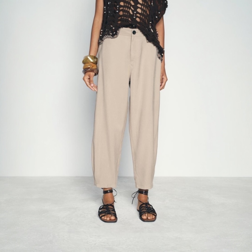 ZARA Flat Lace-up Sandals with multiple straps in Brown Size 40